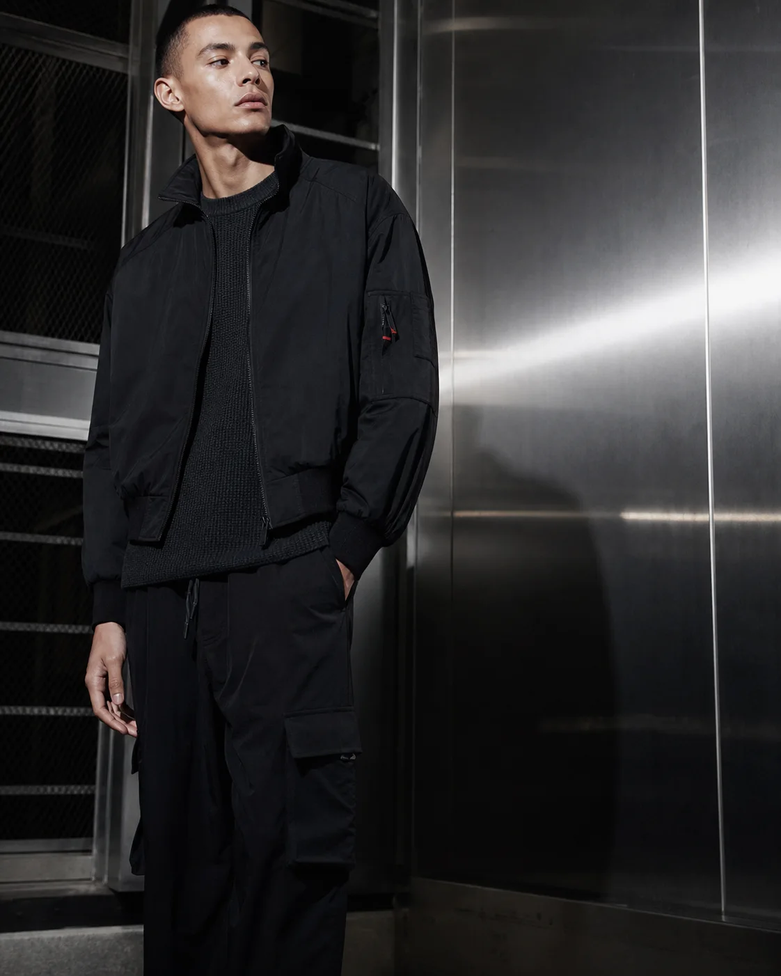 Black technical bomber jacket